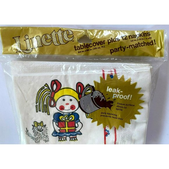 Vintage Birthday Table cover Tablecloth Linette 70s Napkins Disposable 96"x54" - Picture 2 of 5